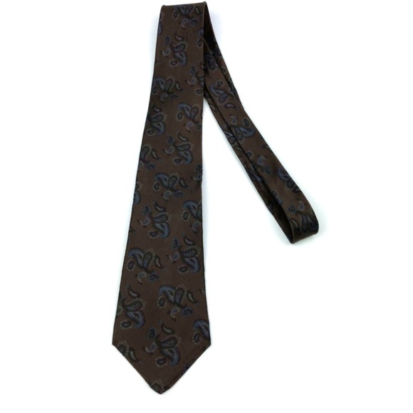 Vintage Valentino Pietro Brown Handmade Silk Tie - Picture 2 of 5